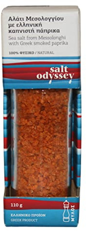 Salt Odyssey Moulin À Gros Sel de Mer au Paprika Fumé d'origine grec, 110 g (Lot de 2)