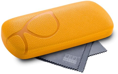 FEFI - Hardcase Brillenetui mit Brillenprägung – Stabiles, hochwertiges Etui mit geprägtem Kunstleder-Bezug außen & weichem Innenfutter – Perfekter Schutz für Ihre Lesebrille oder Sehbrille