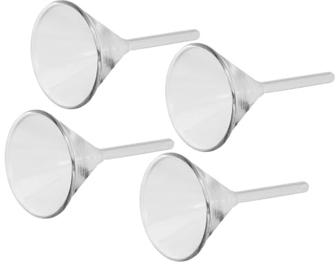 DIYEAH 4 Imbuti in Vetro Trasparente da 60 MM per Lanterne a Olio Imbuto di Filtrazione Scientifica da Laboratorio per Trasferimento Liquidi Imbuto Portatile per Riempimento Preciso di
