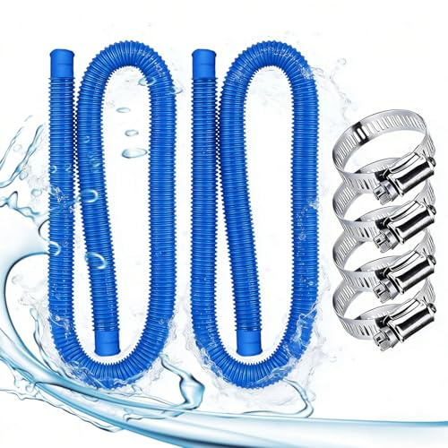 2 Piezas Tubo Piscina 32mm,149,9cm Manguera Piscina 32mm con 4 Clips Seguridad,para Bomba Filtro Piscinas Elevadas,Spa(Azul)