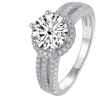 2ct D färg VVS1 Moissanite diamantringar for kvinnor Gul/grön/rosa förlovningsringar rundskurna diamantbröllopsringar med certifikat(White,8)