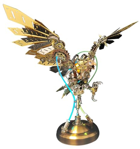 3D Metall Puzzle für Erwachsene, Steampunk Metall Mechanischer Adler Modellbausatz mit LED, 3D Tier Puzzle, Mechanisches Kunstmodell für Desktop Ornaments & Geschenke, 650 Teile