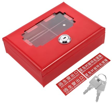 BIUDECO Feuerwehr Schlüsselbox aus Metall und Glas Rot Wandmontage für Schlüsselaufbewahrung für Zuhause und Büro für Türen Fenster und Notfallzugang Zufälliger Stil