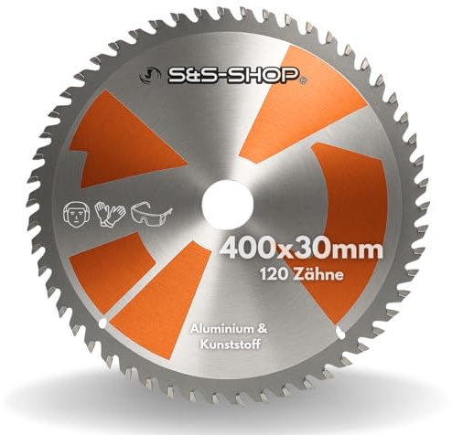 HM Kreissägeblatt 400x30 mm – 120 Zähne für Aluminium & Kunststoff, kompatibel mit allen gängigen Kreissägen wie Tischkreissäge, Handkreissäge & Holzsäge, inkl. Reduzierringe