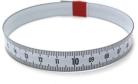 Skalenbandmaß 2m - Bezifferung von rechts nach links - Stahl weiß lackiert - Breite: 13mm, mit Duplexteilung - Gehrungsband Anschlagband Rollbandmaß Lineal