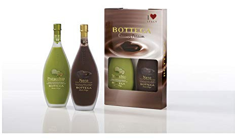 Bottega Confezione Bipack Nero & Pistacchio - Nero Liquore Vegan al Cioccolato 15% 500ml & Crema di Liquore Vegan al Pistacchio 17% 500ml