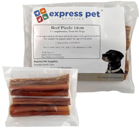 Express Pet Supplies 4 x Extra Thick (5-6) Beef Bully Pizzles Sticks Dog Dental Sticks, 100% Natural Air Dried PIzzles Stick Chews for Dogs