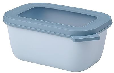 Mepal - Multi Bowl Cirqula Rectangular - Contenitori Plastica con Coperchio - Adatto come Contenitore Ermetico per Frigo, Microonde, Congelatore da Portata - Ciotole Cucina - 750 ml - Nordic blue