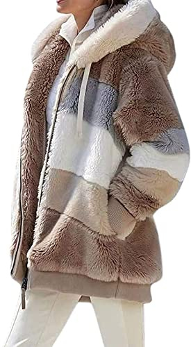 ABINGOO Cappotto Donna Caldo Giacca Invernale Cerniera Cappotto con Cappuccio Spesso Parka Casuale Sciolto Giacche Cappotti di Peluche Outerwear(Cachi,XXL)
