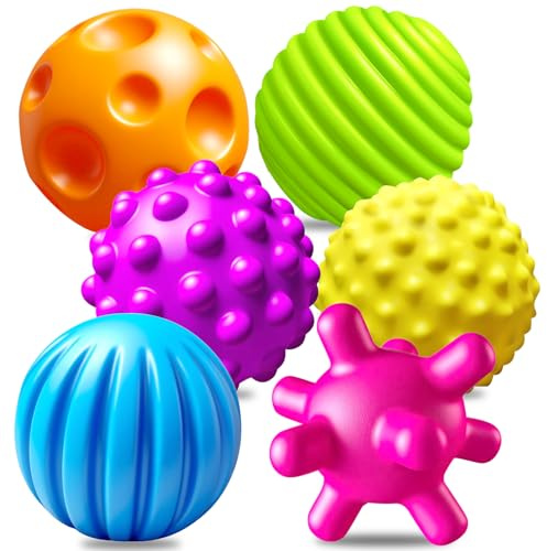 Ynanimery 6 Pack Sensory Balls for Toddlers 1-3, Sensory Baby Toys 6-12 Months, Montessori Toys for Babies 6-12 Months Infant Squeeze Sensory Toys Soft Multi Ball Set Gifts with Bright Color Textured