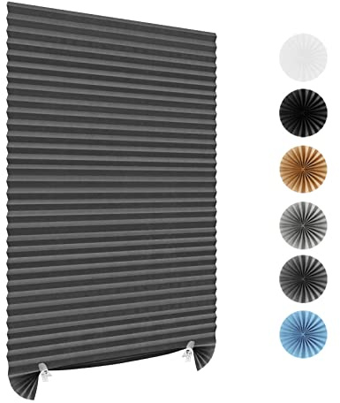 Maritown No Drill Blackout Blinds Stick on for Windows Temporary Shades | Thermal, Non-woven Fabric, Cut to Size, Self Adhesive, Easy Fit, for Bedroom Kitchen Bathroom Windows Doors, with 2 Clips