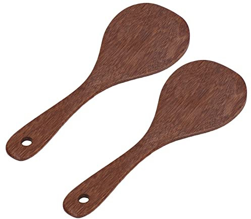 2Pcs Wooden Rice Spoon, Rice Serving Spoons Japanese Rice Spatula Rice Paddle Kitchen Wooden Rice Shovel for Kitchen Rice Mashed Potato(01)
