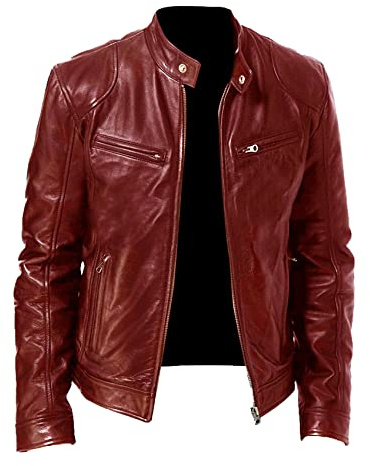 Printemps Et Automne Hommes Col Montant Veste en Cuir Mince Poche DéCoration Moto Costume Veste en Cuir PU