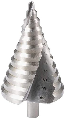 Stufenbohrer 1pc 6-60mm Spiralnut Holz CMetal Lochschneider HSS Rundschaft Stufenkegelbohrer (Color : 1pc 6-60mm)