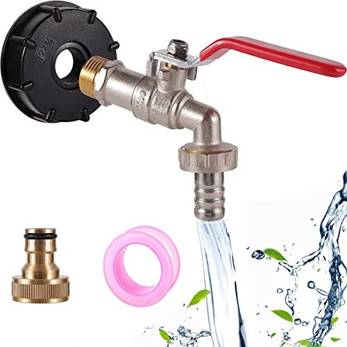 3/4 IBC auslaufhahn IBC Tank Zubehör IBC-Tankadapter Valve Frostsicherer Außenwasserhahn für S60X6 1000L IBC-Wasserspeichertank oder Gartenschlauchanschluss auslaufhahn Regentonne