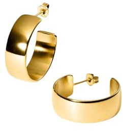Purelei Glowing Ohrringe (Gold, Silber, Rosegold), Wasserfeste Creolen in breitem Design für Damen, Elegante Ohrringe aus Edelstahl, Geschenke für Damen