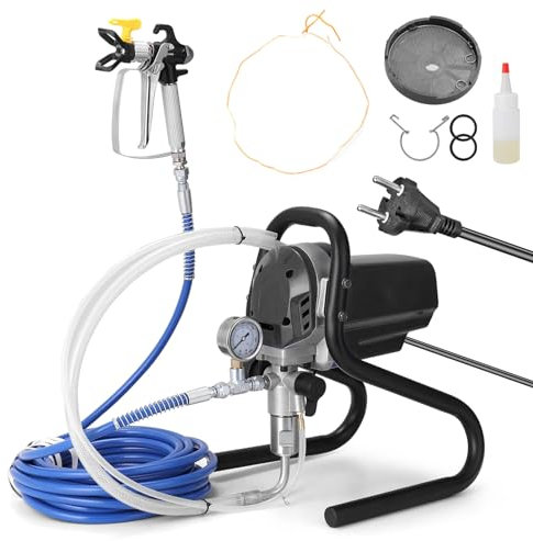 High Pressure Airless Sprayer 750W Electric Paint Spraying Machine with 10m Hose, 6000PSI Wall Paint Sprayer with Pressure Gauge,1.2L/min Paint Spray Gun for Home Exterior Interior DIY Painting black