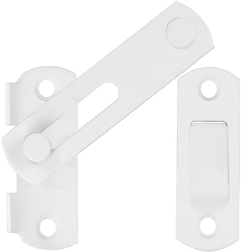 ZiYuya Flip Schiebetür Schloss, Türriegel Edelstahl Tür Bolzen Riegel Schnalle, Torriegel Tür Stopper Lock Haken Eye Lock Torschloss Türschloss Riegelschloss für Badezimmer Fenster White 180° 4