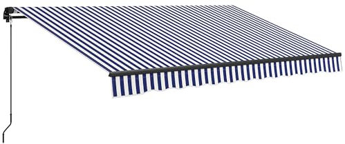 Outsunny Gelenkarmmarkise Markise mit Handkurbel, 350 x 300 cm, UV30+ Sonnenmarkise Terrassenmarkise Winkel 45-85°, Balkonmarkisen mit Wasserdicht Beschichtung, Wandmontage, Blau+Weiß