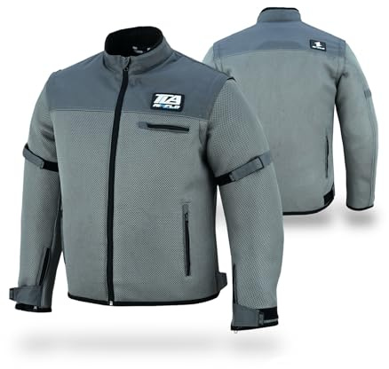 TLA AIRFLO Veste Moto Été Avec Manches Amovibles | Pour Homme et Femme Avec Protections | Tissu Léger et Perforé | Gilet Moto et Scooter (Gris, 3XL)