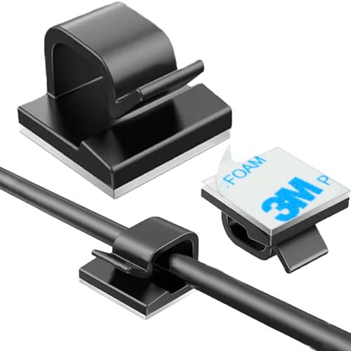 100 PCS Cable Clips with Self-Adhesive, Large Cable Organizer, Cable Management Under Desk, Black Cord Clips for Car, Office and Home,Light Clips Hooks for LED,USB Cable