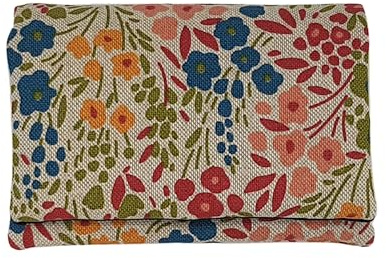 Plan B, Portefeuille, Modèle Mini 03, 12 x 9 cm, avec 3 Fentes pour Cartes, XS, Porte-Monnaie, Fleurs Multicolores, Femme, en Tissu (Printemps)