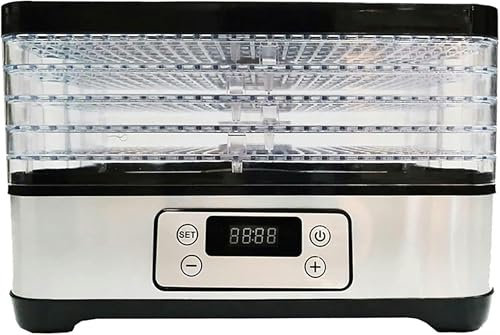 Déshydrateur Alimentaire De 5 Plateaux avec Écran Numérique, Sèche-Linge, Température Réglable Et Configuration De La Minuterie, Idéal pour des Collations Saines