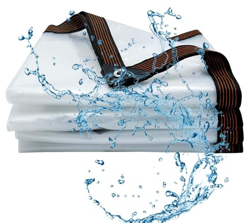 SRHIMEOS Telone Occhiellato Impermeabile 3x6m, Telone PVC Trasparente 120g/m², Telo Resistente alle Intemperie con Occhielli, Teloni Antivento Trasparenti, Telo di Copertura per Gazebo