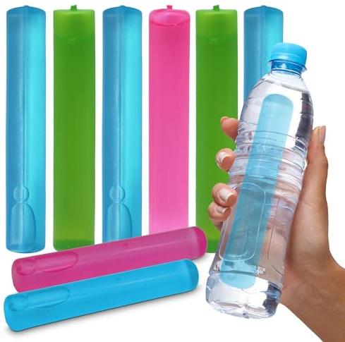 SOL 8pk Reusable Ice Cubes Cooling Sticks, Freezable Plastic Ice Sticks for Water Bottles & Tumblers, Non-Melting Travel Drink Cooling Accessories for Summer Hydration, Ideal for Gym & Party