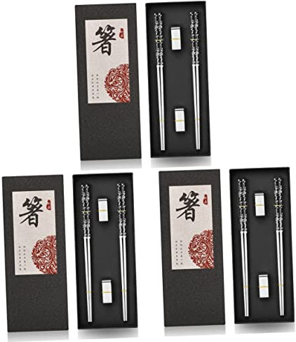 Chopstick Holder Rest 3 Sets Chopsticks Set Metal Chopsticks Dinning Table Set Japanese Accessories Hot Pot Chopstick Chinese Chopstick Frying Flatware Convenient Chopsticks Daily