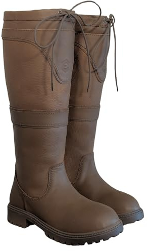 Hera Waterproof Leather Country Riding Boots - Dog Walking/Equestrian (Chocolate, UK Footwear Size System, Adult, Women, Numeric, Wide, 6)