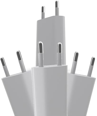 Set med 4 USB-nätuttag 5 W - universell väggladdare 1A med 1 USB-A-port - kompatibel med iOS, Android och andra USB-enheter