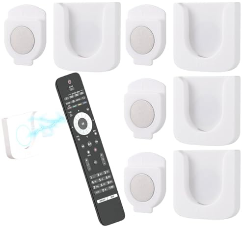 ZORVUJI Soporte Mando Pared Magnético, Juego de 4, Soporte Fuerte para Mando, Organizador Multifuncional para Hogar y Oficina, Soporte Mando a Distancia y Enchufe de Carga