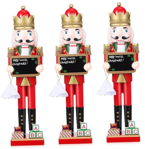 Zerodeko 3 Pezzi Di Schiaccianoci Di Natale Ornamento Lavagna Soldato 38 Cm Decorazione Festa Rosso Brillante Porta Soldato Schiaccianoci Festival Pallina Di Natale