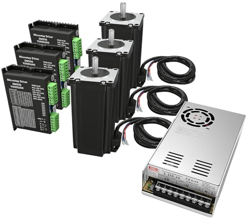 Nema 23 Schrittmotor Kit mit 3 pc Nema23 57mm Stepper Motor 3Nm & DM556 Motor Treiber und 1 pc 350W 24V Netzteil & Mach3 Steuerungskarte CNC Steuerungs für Graviermaschine Fräsersatz