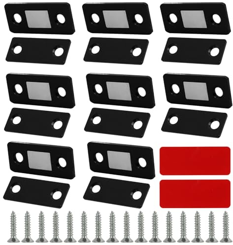 8 pezzi Magneti Ultra Sottili per Porte e Cassetti, Chiusure Magnetiche in Acciaio Inox per Armadi, Porte Scorrevoli e Finestre, Resistenza alla Corrosione, Facile Installazione,Nero