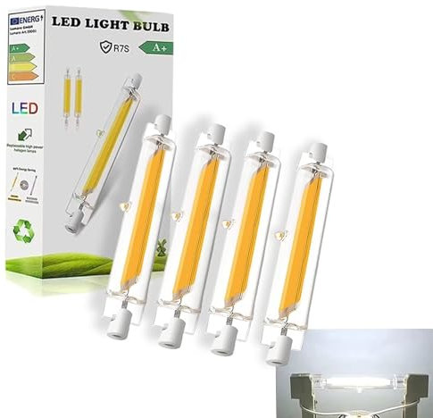ACAATVE R7S LED 118mm Dimmbar, LED R7S 118mm 20W Ersatz für 200W Halogen Leuchtmittel, Hightlight Birne Kaltweiß 6000K 2000LM, Kein Flackern, 360°Abstrahlwinkel, 4er Pack