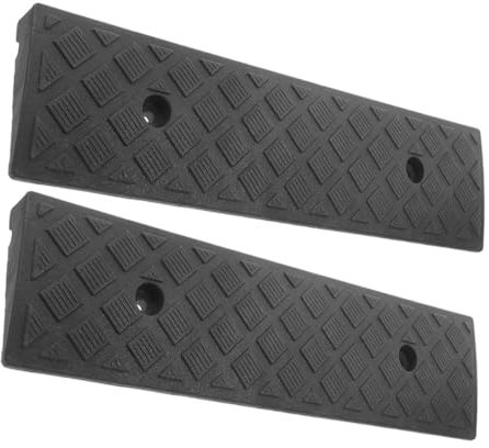 HORIALENCE Pendenza di Soglia in Plastica 2 Pezzi per Scooter e Sedia a Rotelle, Antiscivolo e Anticaduta, per Rampe Interne e Gradini Struttura Stabile Nero