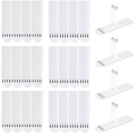 LLPT Tiras para Colgar Cuadros 12 Pares (24 Tiras) Medium 19 x 72mm Blanco | Colgadores sin Clavos, Tiras Adhesivas de Pared Resistentes y Resistentes a los Daños, Para Pósteres