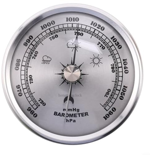 Reloj barómetro de metal de 70 mm, estación meteorológica analógica dorada/plateada con medidor de presión de aire, diseño mecánico sin batería para decoración del hogar/oficina, pantalla de pared o