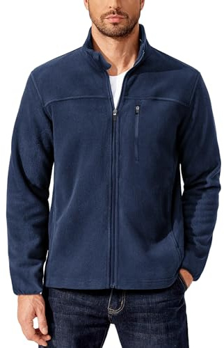 PINSPARK Übergangsjacke Herren Fleecejacke Full Zip Stehkragen Winterjacke Frühling Outdoor Wanderjacke Gym Strickjacke Funktion Trekking Fahrrad Jacke XXL Dunkleblau