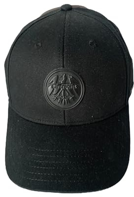 Eintracht Frankfurt Cap, Schwarz mit 80er Adler-Logo, Frankfurt Schriftzug an der Seite, Verstellbare Größe,