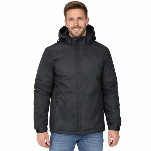 Blu Apparel Mens Padded Waterproof Coat Quilted Rain Jacket for Men Warm Midweight Coat for Men (UK, Alpha, M, Regular, Regular, Solid Black)
