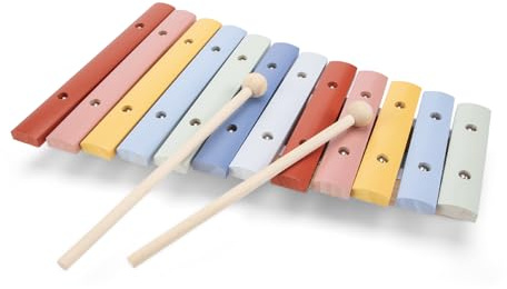 Woet® Xylofon i Trä för Barn - 12 Tonstavar med 2 Klubbor - Med Musikhäfte - Pedagogisk Musikleksak - Från 2 År