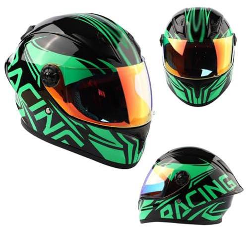 Casco Integral para Moto Infantil con Visera para Niños Y Niñas De 3 A 10 Años, Homologado Según La Norma ECE 22.06 A,S/(47~48cm)