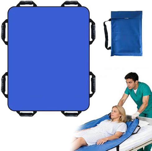Wxeadu Slide Sheets for Moving Patients on Bed, 100 x 120cm Slide Sheet, Patient Transfer Board with Eight Handles, Transfer Sheet, Positioning Bed Pad for Elderly, Repositioning, Turning