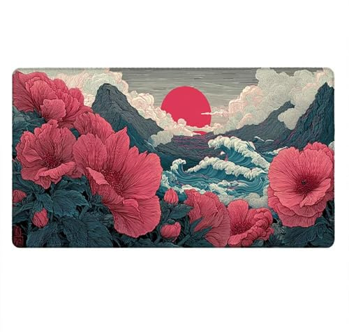 Tappetino Mouse Gaming XXL, 1600x800x3mm Grande Tappetino Scrivania Cuciti Base in Gomma, Mouse Pad Impermeabile Antiscivolo, PC Desktop Ufficio, Migliora Precisione Velocità (Fiore) xR7-911