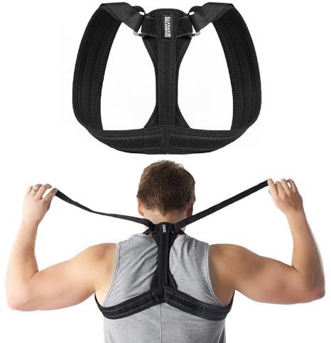 Modetro Correttore Posturale - Fascia Elastica Ortopedica per Supporto a Spalle e Schiena - Busto Traspirante e Regolabile per Sostegno Lombare, Unisex