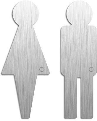WC Schilder Damen Herren 120 mm 2 Piktogramme aus Edelstahl fein-matt gebürstet selbstklebend 1073