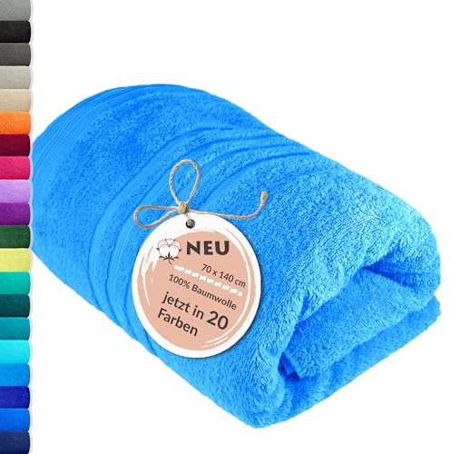 Lashuma Herren Duschtuch 70x140 cm Blau - Capri, London Baumwolle Schulter Badehandtuch